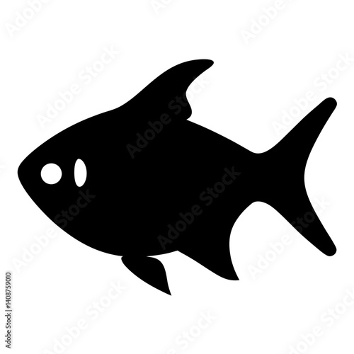 lemon tetra fish black silhouette of a moorish idol fish aquatic animal ocean life- simple black silhouette of a lemon tetra fish tropical sea life animal icon,