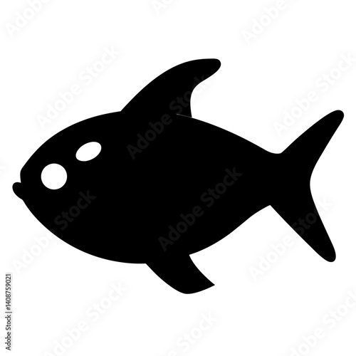 lemon tetra fish black silhouette of a moorish idol fish aquatic animal ocean life- simple black silhouette of a lemon tetra fish tropical sea life animal icon,