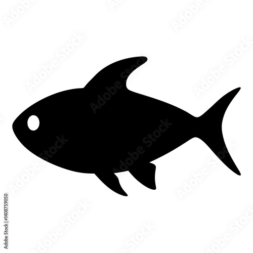 lemon tetra fish black silhouette of a moorish idol fish aquatic animal ocean life- simple black silhouette of a lemon tetra fish tropical sea life animal icon,