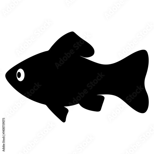 molly fish  black silhouette of a moorish idol fish aquatic animal ocean life- simple black silhouette of a molly fish  tropical sea life animal icon,