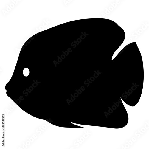 otocinclus fish black silhouette of a moorish idol fish aquatic animal ocean life- simple black silhouette of a otocinclus fish tropical sea life animal icon,