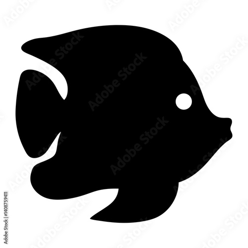 plecostomus fish black silhouette of a moorish idol fish aquatic animal ocean life- simple black silhouette of a plecostomus fish tropical sea life animal icon,