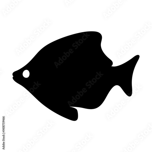 rainbowfish black silhouette of a moorish idol fish aquatic animal ocean life- simple black silhouette of a rainbowfish tropical sea life animal icon,