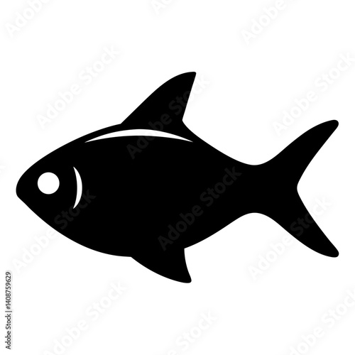 rummy nose tetra fish black silhouette of a moorish idol fish aquatic animal ocean life- simple black silhouette of a rummy nose tetra fish tropical sea life animal icon,