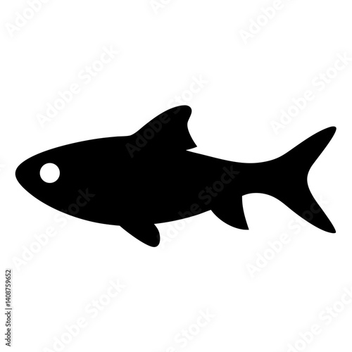 rummy nose tetra fish black silhouette of a moorish idol fish aquatic animal ocean life- simple black silhouette of a rummy nose tetra fish tropical sea life animal icon,