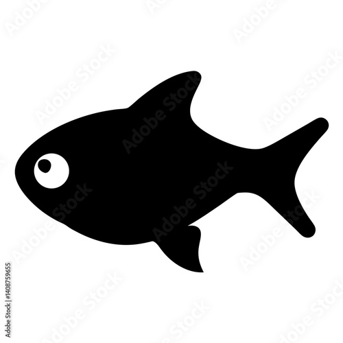 rummy nose tetra fish  black silhouette of a moorish idol fish aquatic animal ocean life- simple black silhouette of a rummy nose tetra fish  tropical sea life animal icon,