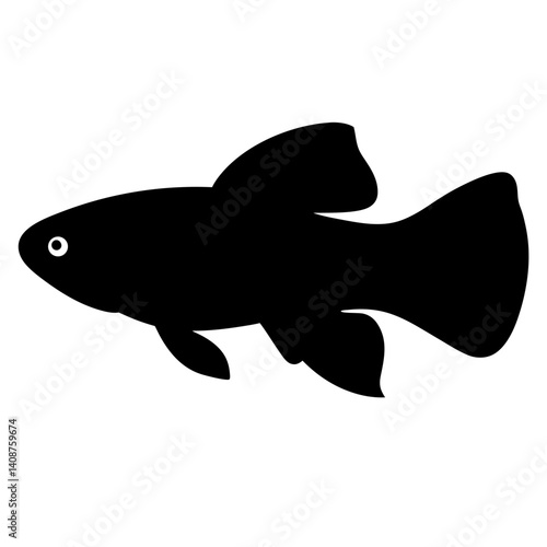 siamese algae eater fish black silhouette of a moorish idol fish aquatic animal ocean life- simple black silhouette of a siamese algae eater fish tropical sea life animal icon,