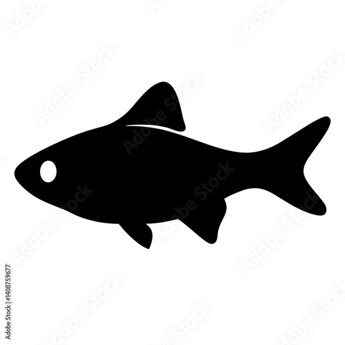 rummy nose tetra fish black silhouette of a moorish idol fish aquatic animal ocean life- simple black silhouette of a rummy nose tetra fish tropical sea life animal icon,
