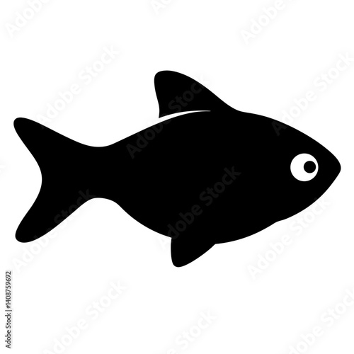 rummy nose tetra fish black silhouette of a moorish idol fish aquatic animal ocean life- simple black silhouette of a rummy nose tetra fish tropical sea life animal icon,