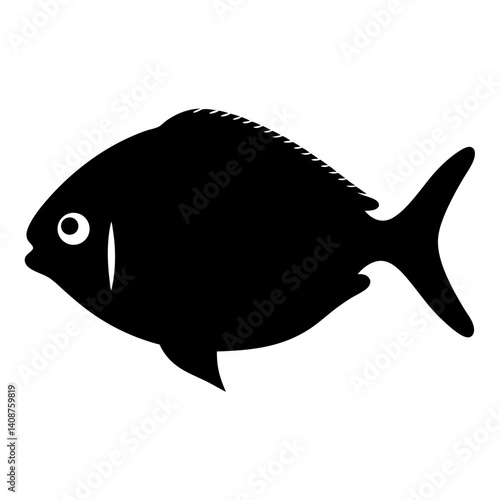 silver dollar fish  black silhouette of a moorish idol fish aquatic animal ocean life- simple black silhouette of a silver dollar fish  tropical sea life animal icon,