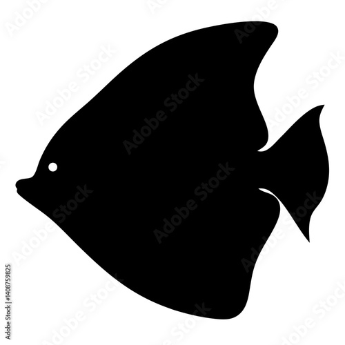 swordtail fish black silhouette of a moorish idol fish aquatic animal ocean life- simple black silhouette of a swordtail fish tropical sea life animal icon,