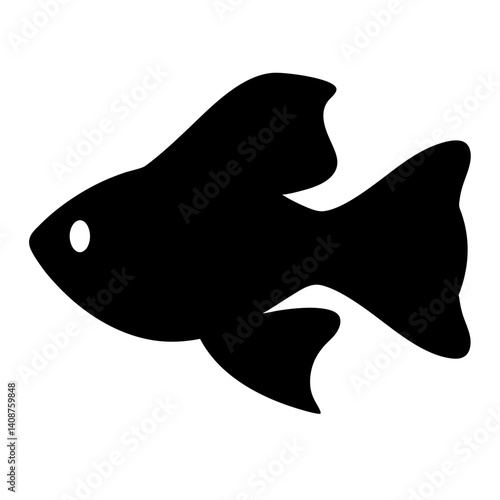 swordtail fish  black silhouette of a moorish idol fish aquatic animal ocean life- simple black silhouette of a swordtail fish  tropical sea life animal icon,