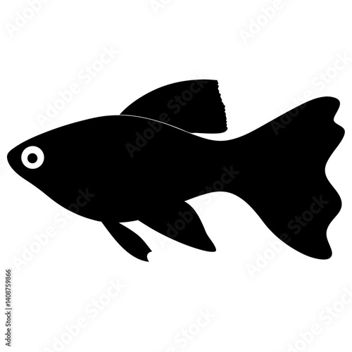 swordtail fish black silhouette of a moorish idol fish aquatic animal ocean life- simple black silhouette of a swordtail fish tropical sea life animal icon,