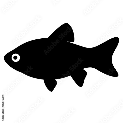 zebra danio fish  black silhouette of a moorish idol fish aquatic animal ocean life- simple black silhouette of a zebra danio fish  tropical sea life animal icon,