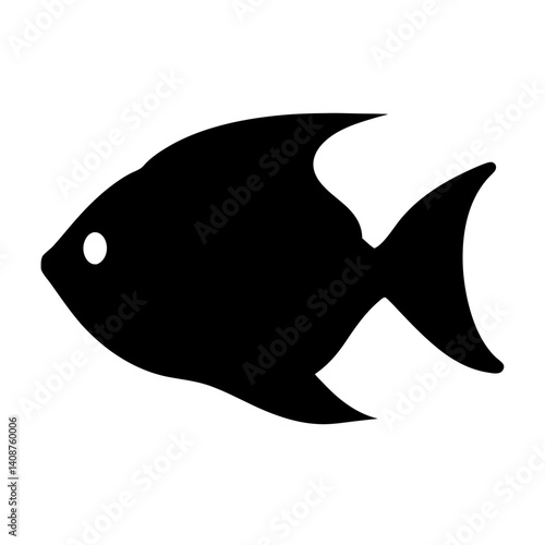 aquarium fish black silhouette of a moorish idol fish aquatic animal ocean life- simple black silhouette of a aquarium fish tropical sea life animal icon,