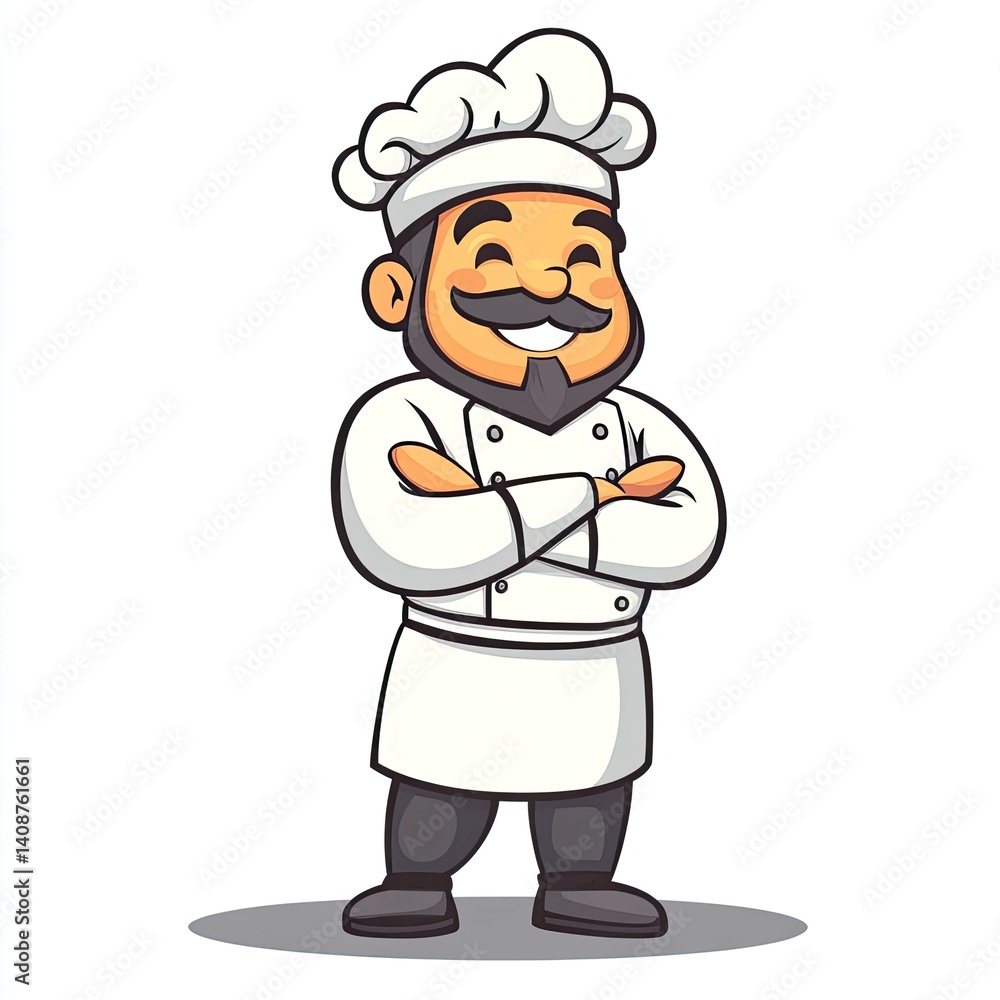 Smiling Cartoon Chef with Crossed Arms: A Culinary Delight Smiling Cartoon Chef with Crossed Arms: A Culinary Delight