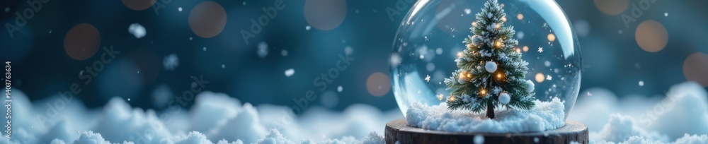 Frosty Christmas tree inside a delicate snow globe, surrounded by tiny snowflakes and icy crystals , tree, frosty Frosty Christmas tree inside a delicate snow globe, surrounded by tiny snowflakes and icy crystals , tree, frosty