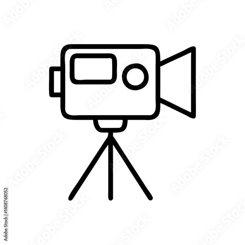 digital video camera line art vector icon illustration