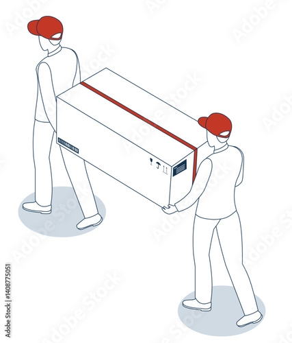 Delivery personnel carry cardboard boxes to fulfill online orders, providing direct courier service to homes and offices worldwide.