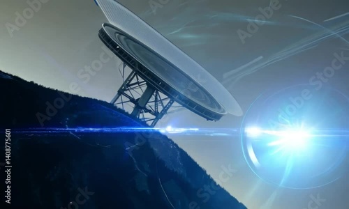 Wallpaper Mural Generate a cinematic transition sequence of satellite communication signals linking from a base station on Earth to a satellite in orbit, with glowing beams traveling across the atmosphere. Use sweepi Torontodigital.ca