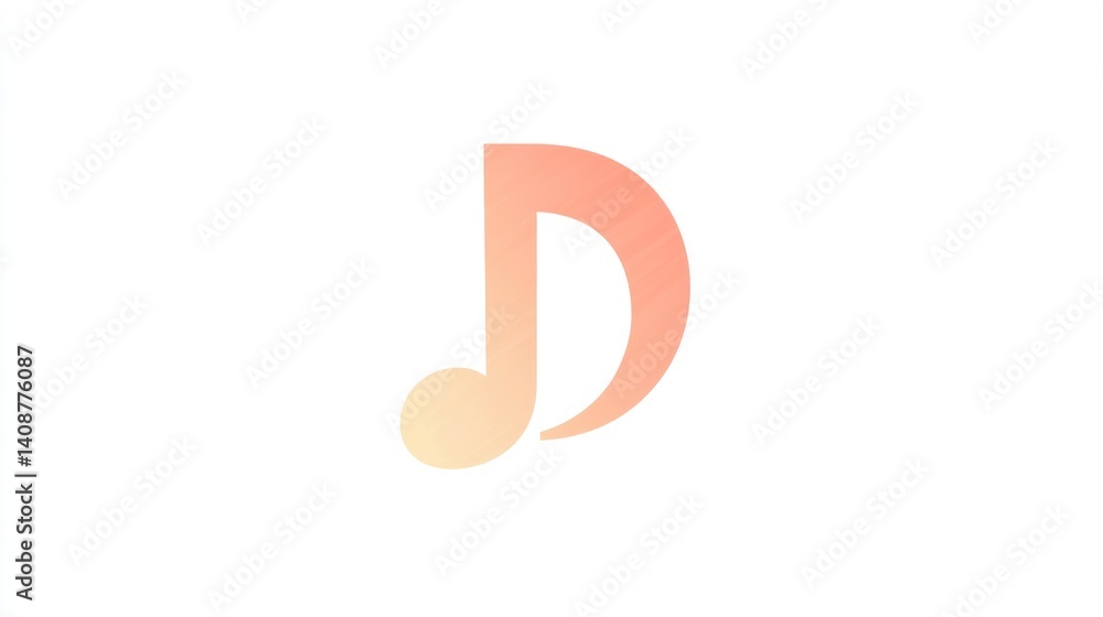 Peach gradient musical note on white background; for music apps Peach gradient musical note on white background; for music apps