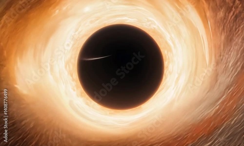 Wallpaper Mural Render a cross-section animation of a black hole feeding from a surrounding accretion disk, showing matter spiraling in and light bending around the event horizon. Simulate relativistic light Torontodigital.ca