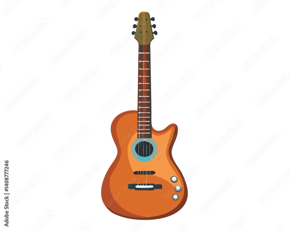 Naklejka premium an acoustic-electric guitar no background vector file.