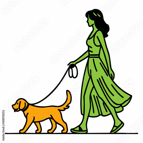 Photography A dog walking with her lady owner image for illustration.