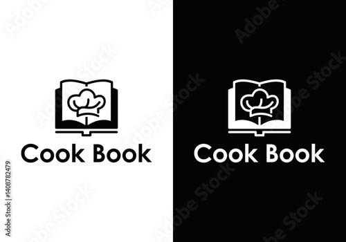 Cooking recipe book Vector design logo template, cooking recipe guide logo. cooking book logo.