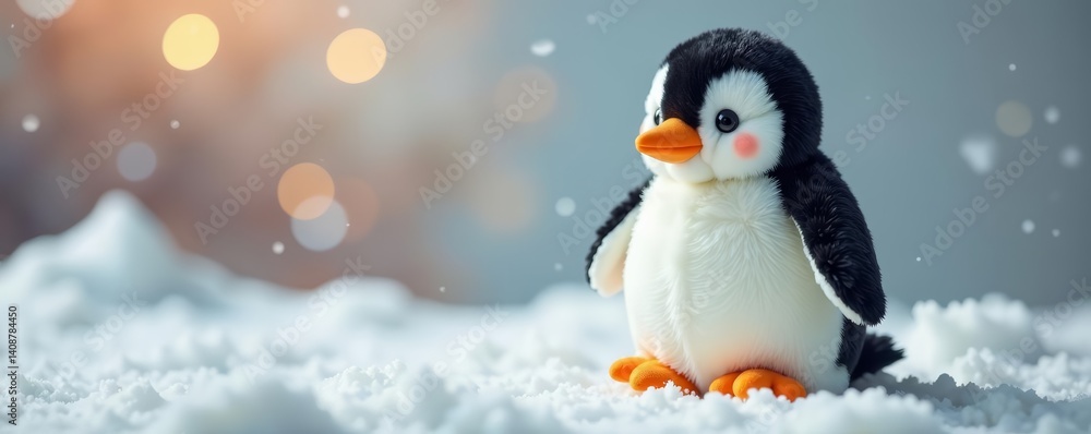 Adorable penguin plush toy with soft fur and realistic details, toy, isolated Adorable penguin plush toy with soft fur and realistic details, toy, isolated