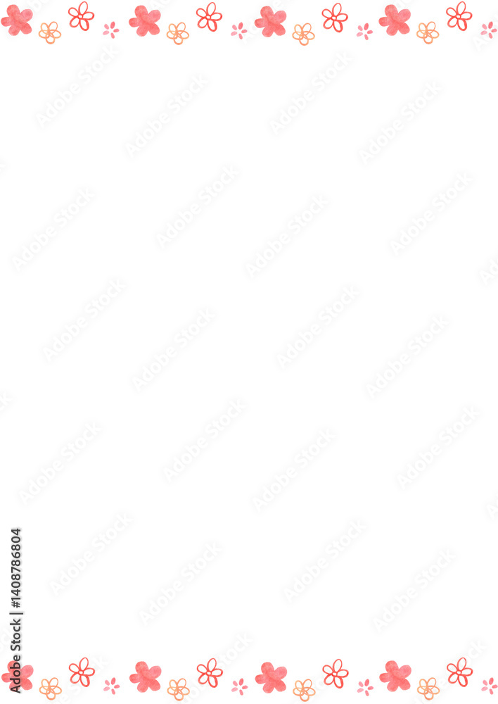 Obraz premium 赤 花 かわいい 背景 フレーム イラスト