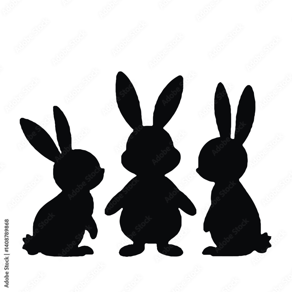 Fototapeta premium black_easter_bunny_on_white_bg