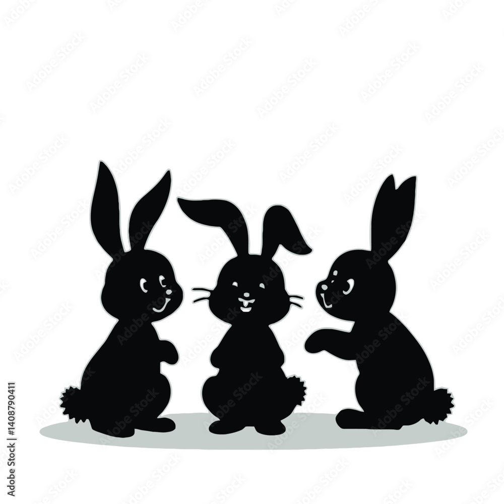 Fototapeta premium silhouette_bunny_white_background