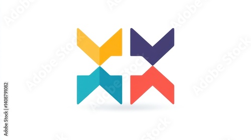 Free Download Colorful abstract logo design,  geometric shapes, white background, branding - GFXLoad