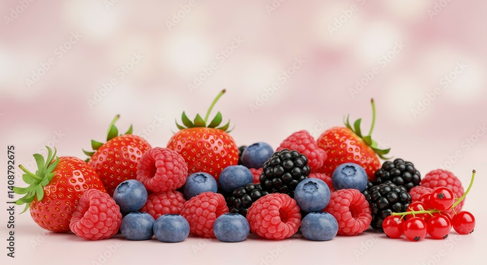 A Delightful Collection of Fresh Berries: Strawberries, Raspberries, Blueberries, Blackberries, and Red Currants A Delightful Collection of Fresh Berries: Strawberries, Raspberries, Blueberries, Blackberries, and Red Currants