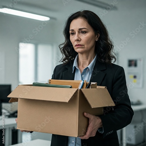 sad woman got laid off in the office