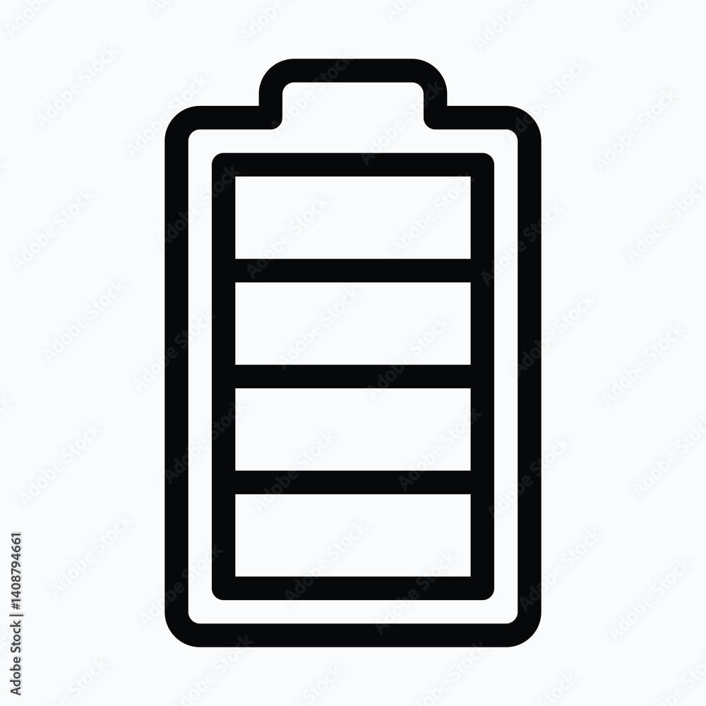 Full Battery Icon, Lineal Style Isolated Vector Icon. Full Battery Icon, Lineal Style Isolated Vector Icon.