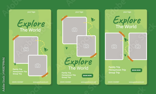 social media template banner travel and vacation service promotion. fully editable instagram and facebook square post frame puzzle organic sale poster