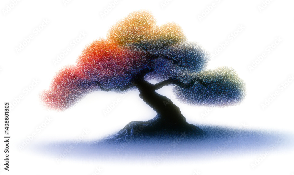 Fototapeta premium PNG Impression tree silhouette illustration colors art.