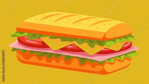 Enjoy the delicious combination of flavors and textures in each bite of this classic Cuban sandwich.. Vector illustration