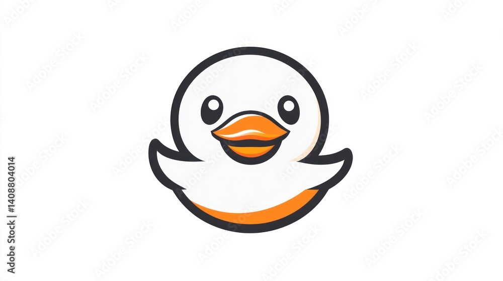 Cute cartoon duckling, happy expression, white background, children's illustration Cute cartoon duckling, happy expression, white background, children's illustration