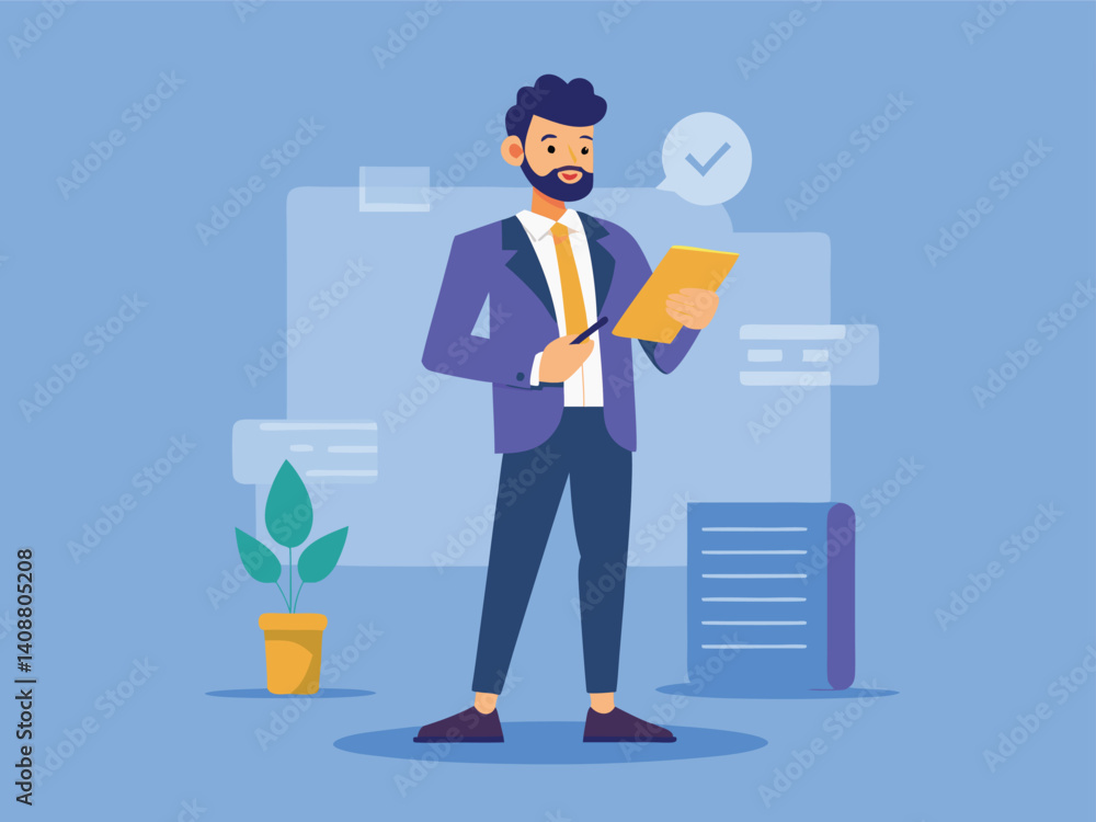 Fototapeta premium Successful businessman reviewing a document