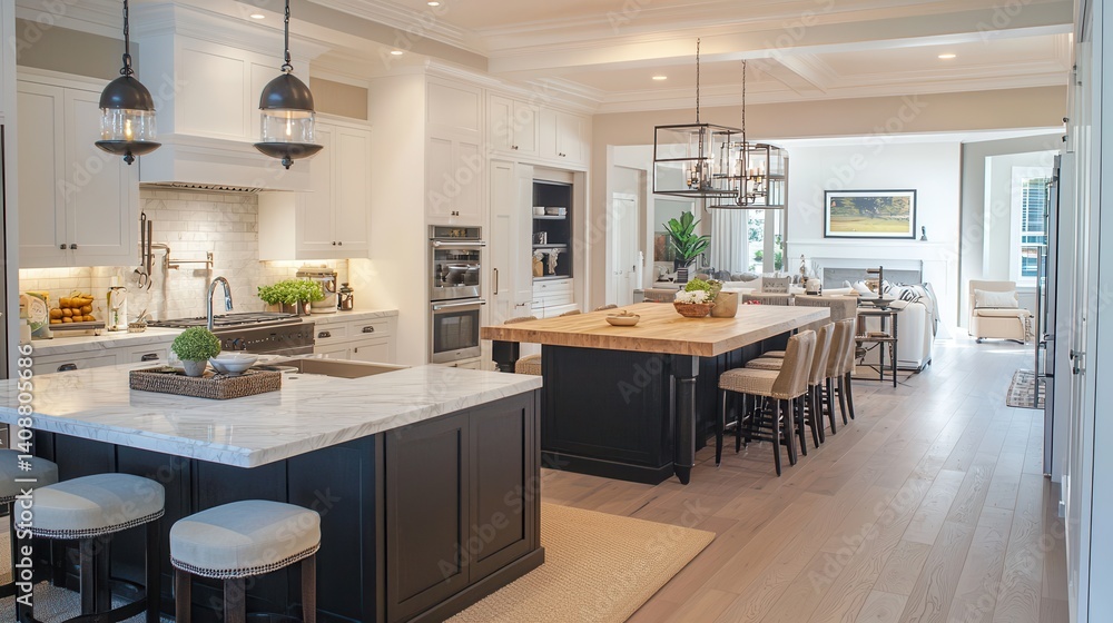 Spacious, modern kitchen with an open layout. Spacious, modern kitchen with an open layout.