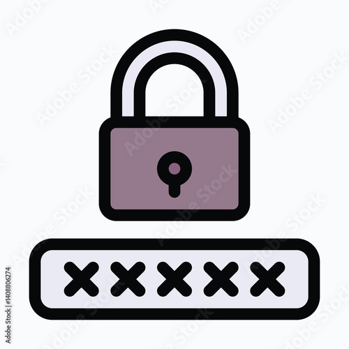 Padlock, Password, Pin Code Vector Icon. Lineal Color Style Isolated Vector Icon.	