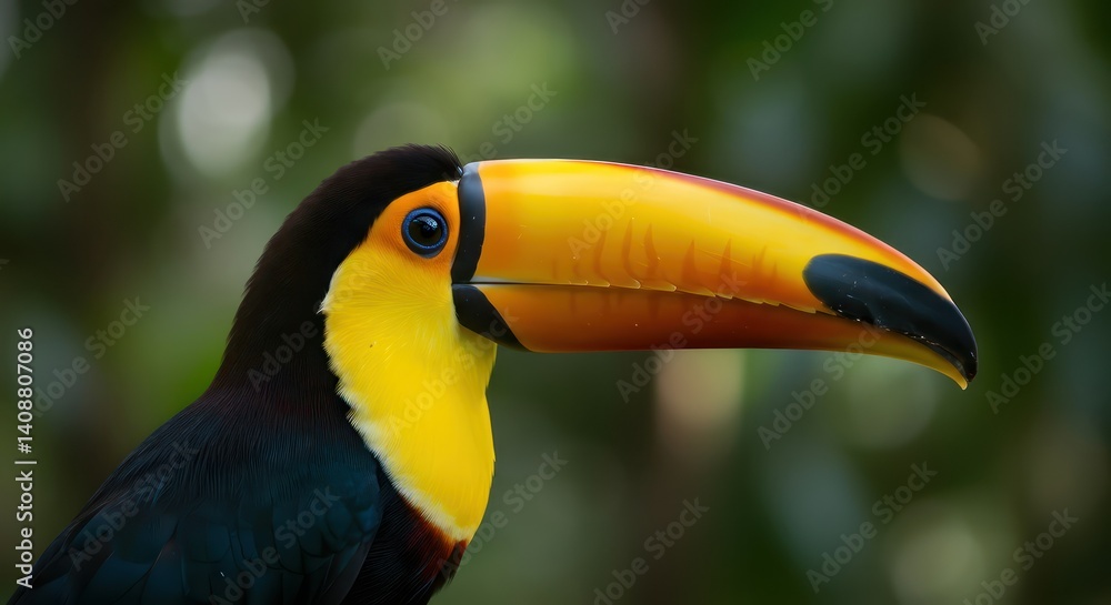 Fototapeta premium Colorful Toucan Closeup Profile.