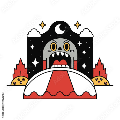 A twisted, shadowy form with shifting shapes and a haunting face—eyes hollow, mouth agape—emerges from the dark, embodying fear itself in a surreal, nightmarish blur.