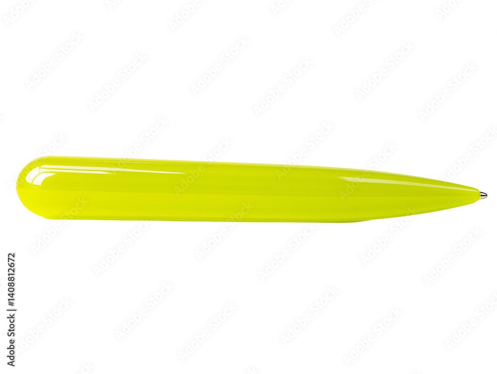 Sleek yellow pen with vibrant color, minimal design, and pointed tip for precise writing, PNG file isolate on transparent background, cut out, close up, high quality. Sleek yellow pen with vibrant color, minimal design, and pointed tip for precise writing, PNG file isolate on transparent background, cut out, close up, high quality.