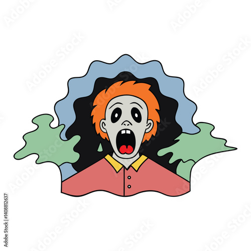 A twisted, surreal nightmare with a haunting face—shifting shadows, distorted features, and a stare that pierces the soul, lurking in the void between sleep and fear.
