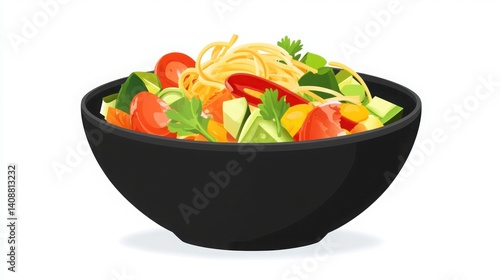 White background showcasing a delicious and refreshing Thai papaya salad.