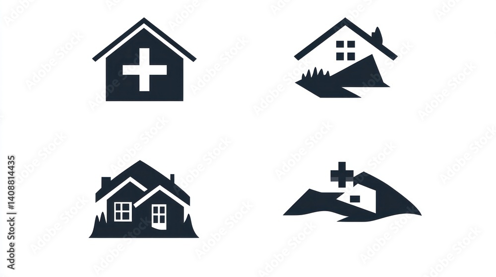 Home care, medical, landscaping, house icons; website design Home care, medical, landscaping, house icons; website design